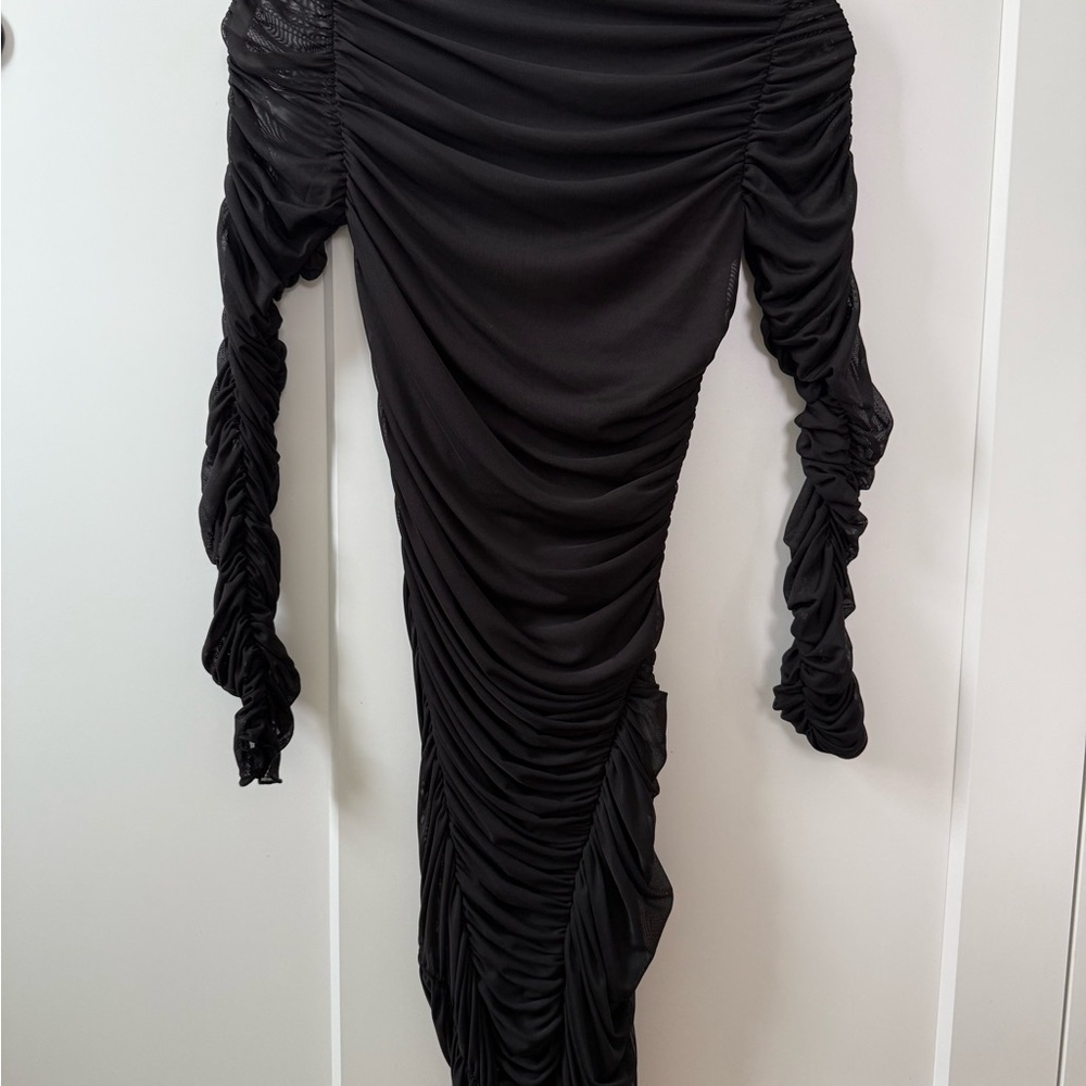 Elegant Black Ruched Dress